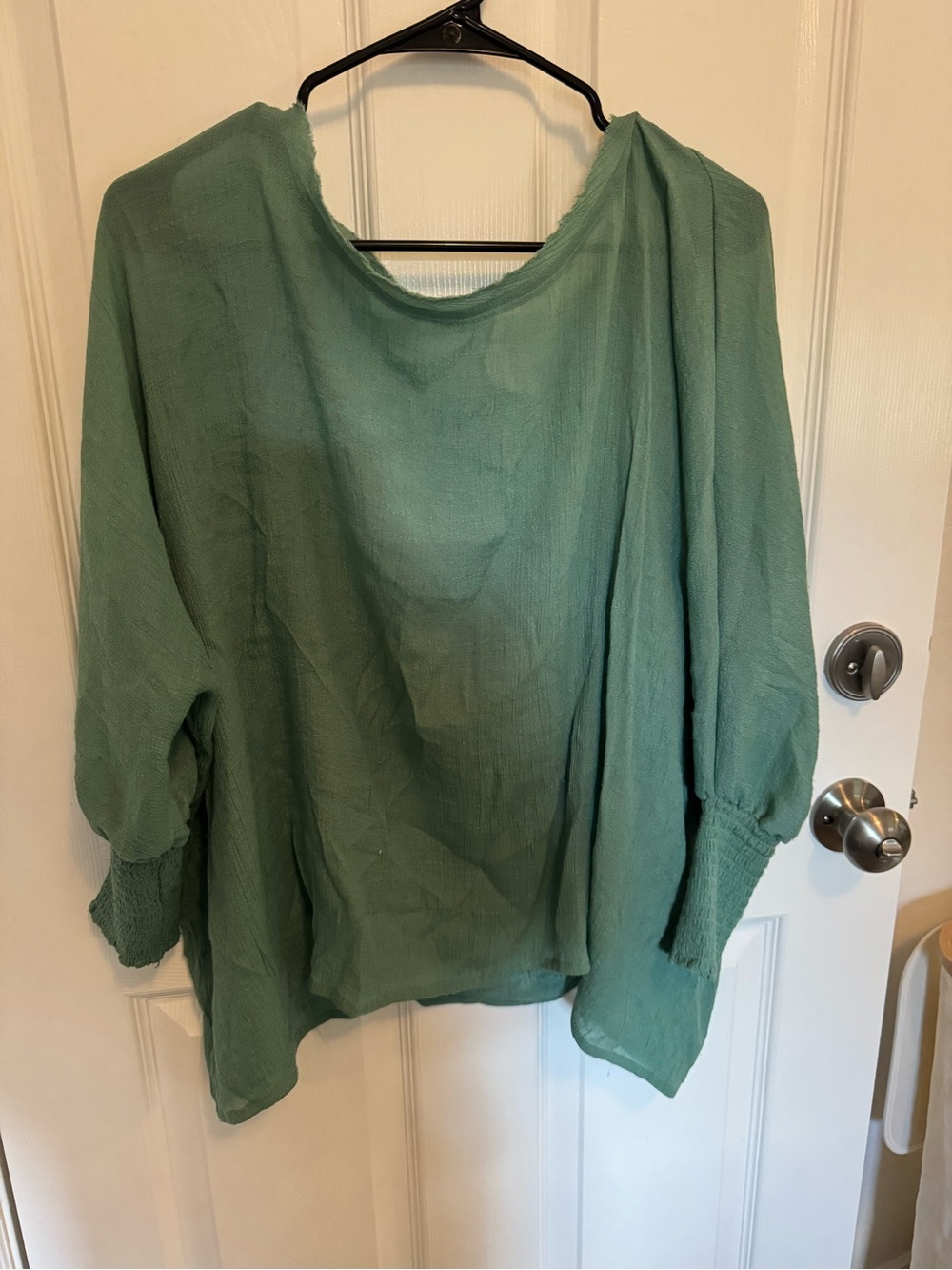 Relaxed Green Women's Blouse - Lightweight Long Sleeve Top Maternity Friendly